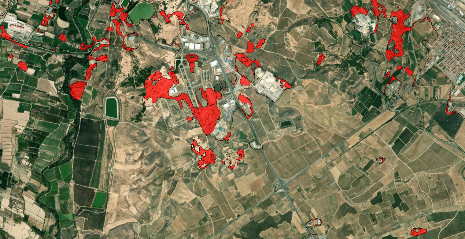 Built Area highlighted zoom in